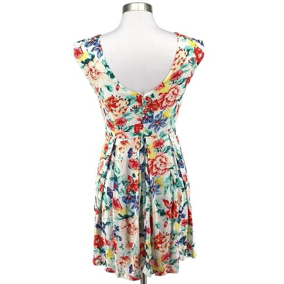 MinkPink Womens White Floral Fit Flare Summer Garden Party Dress Size M - Picture 2 of 13